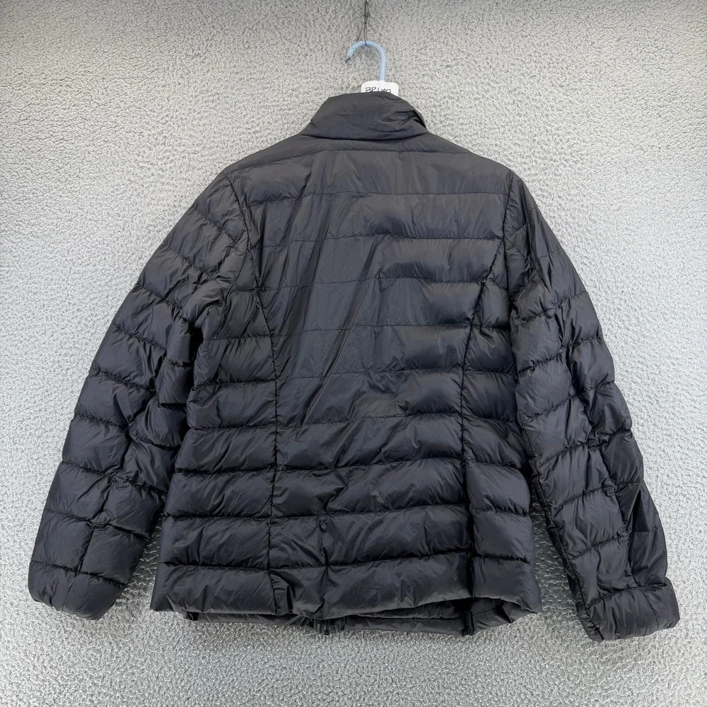 Eddie Bauer EB650 Down Puffer Jacket Womens Large Black Full Zip Quilted READ
